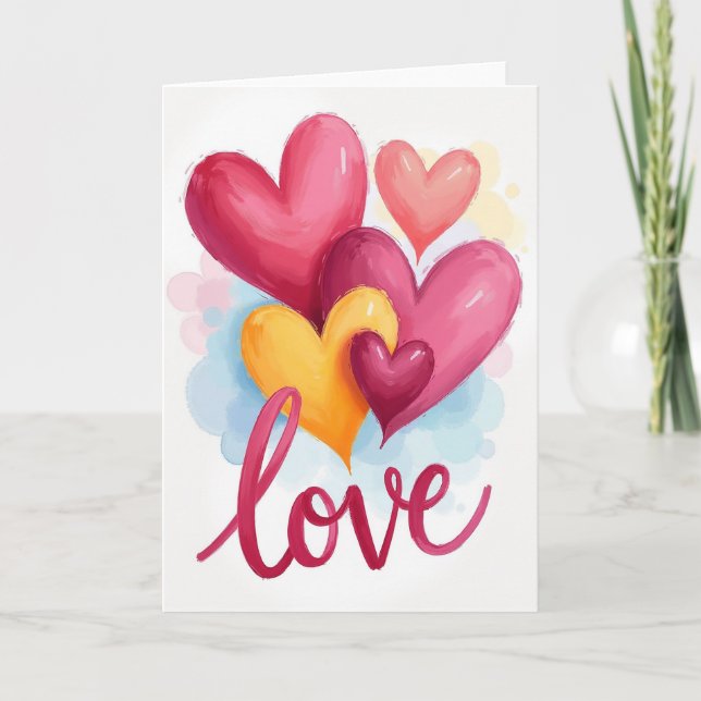 Carte d'amour à motif de cœur (Devant)