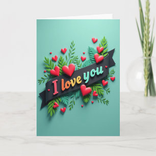 Carte d'amour à motif de cœur rouge