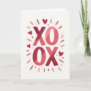 Carte d'amour à motif de cœur Xoxo