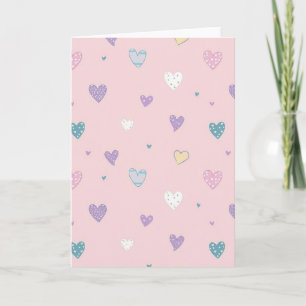 Carte d'amour à motif de cœurs mignons