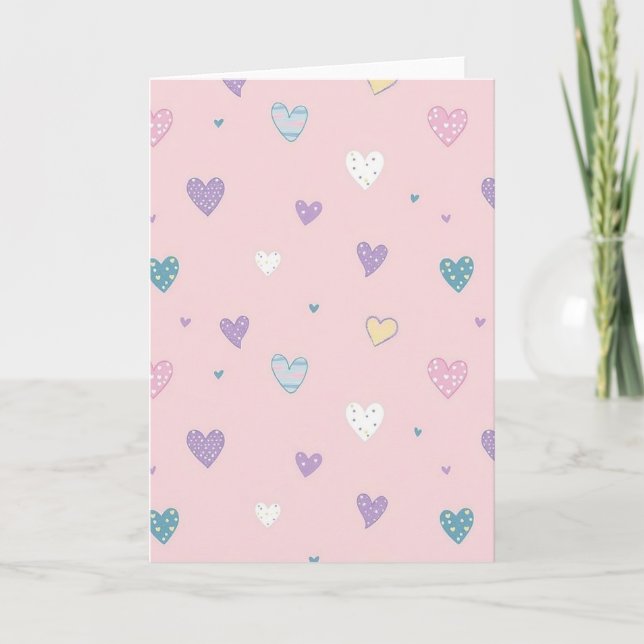Carte d'amour à motif de cœurs mignons (Devant)