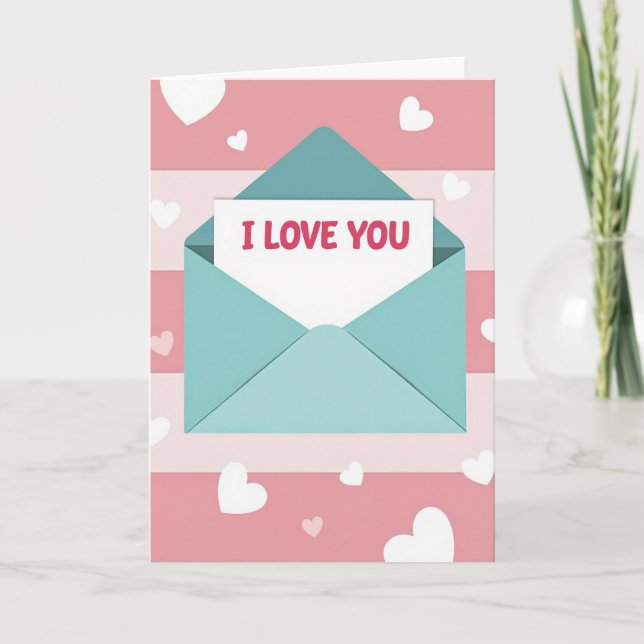 Carte d'amour à rayures pour le cœur (Devant)