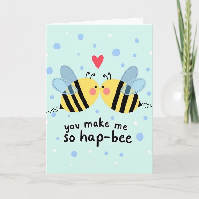 Carte d'amour Abeille Heureuse (Devant)