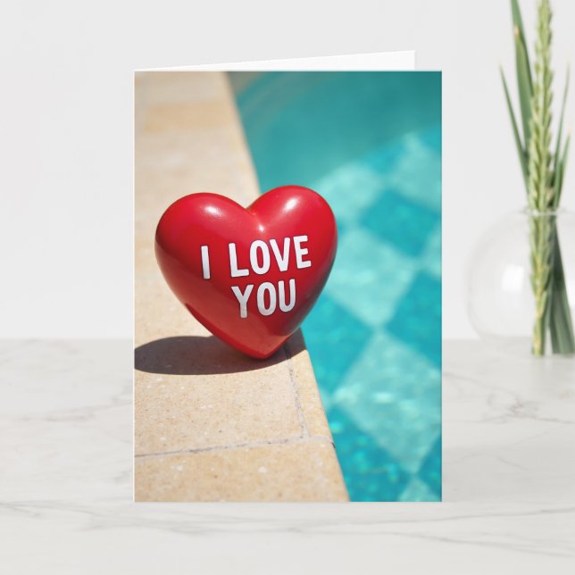 Carte d'amour au bord de la piscine (Devant)