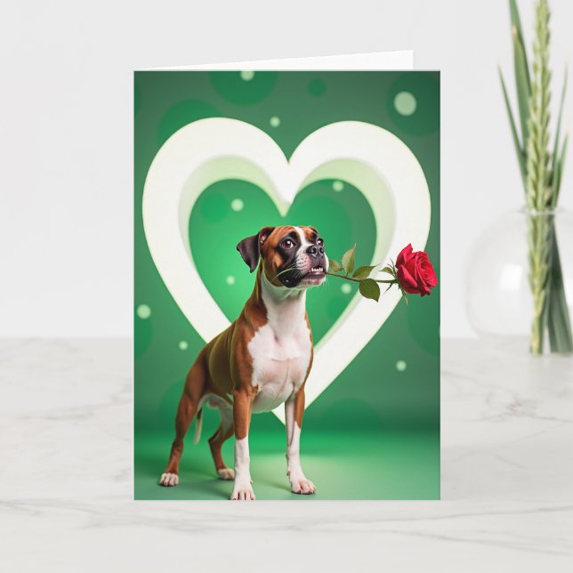 Carte d'amour au chien boxer Rose (Devant)