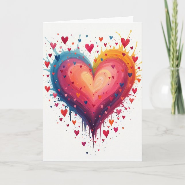 Carte d'amour au cœur aquarelle (Devant)
