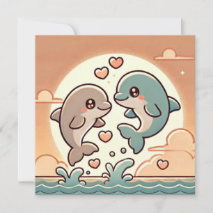 Carte d'amour au coucher de soleil océanique