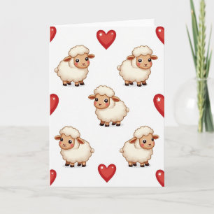 Carte d'amour aux coeurs de moutons mignons