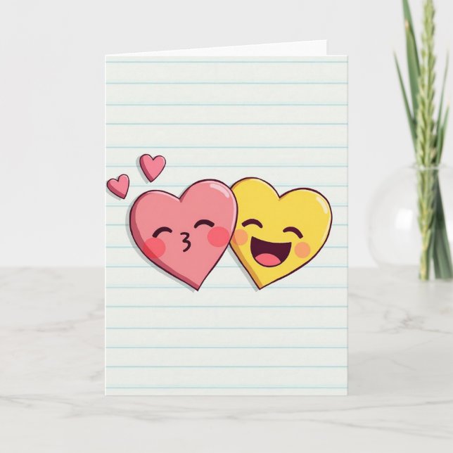 Carte d'amour aux coeurs Emoji doux (Devant)