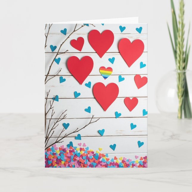Carte d'amour aux cœurs inclusifs (Devant)