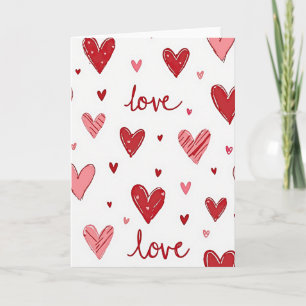 Carte d'amour aux cœurs roses rouges