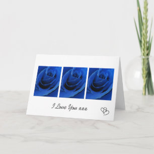 Carte d'amour aux roses bleues