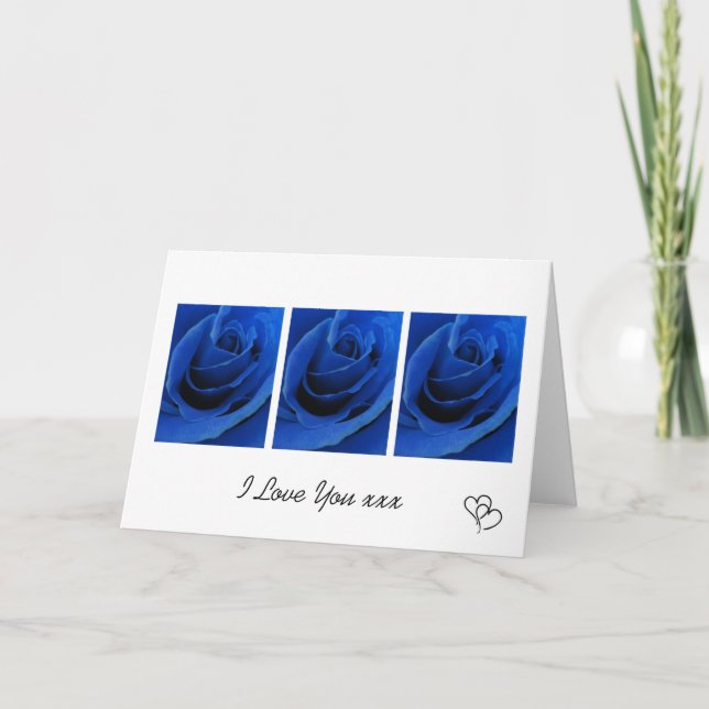 Carte d'amour aux roses bleues (Devant)