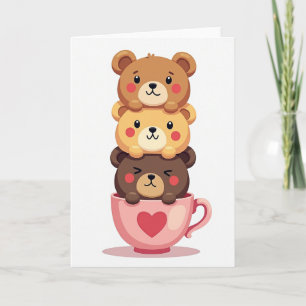 Carte d'amour avec nounours mignons empilés