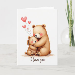 Carte d'amour avec un câlin d'ours sincère
