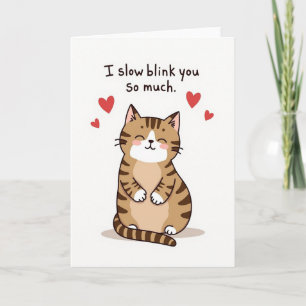 Carte d'amour avec un clin d'œil lent de chat mign