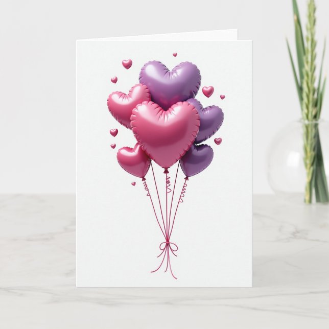 Carte d'amour Ballons Cœur Romantique (Devant)
