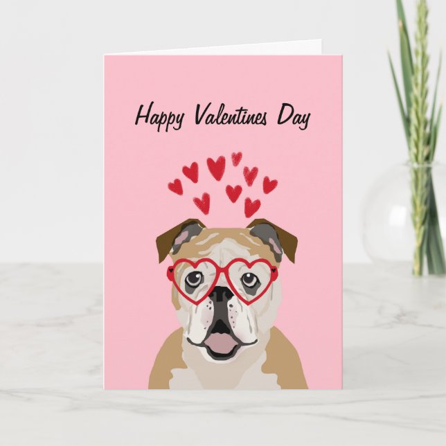 Carte d'amour Bulldog Valentines anglais (Devant)