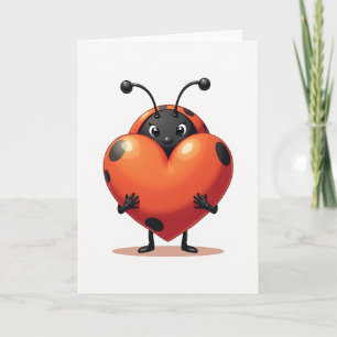 Carte d'amour cœur de coccinelle