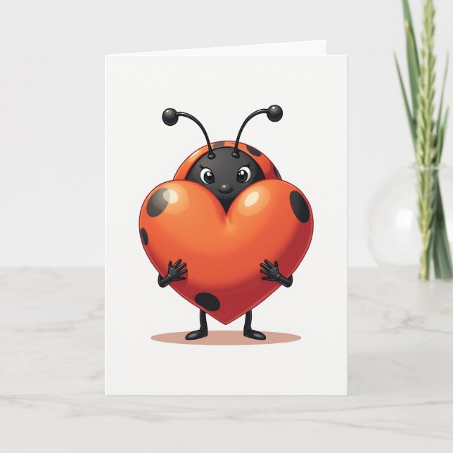 Carte d'amour cœur de coccinelle (Devant)