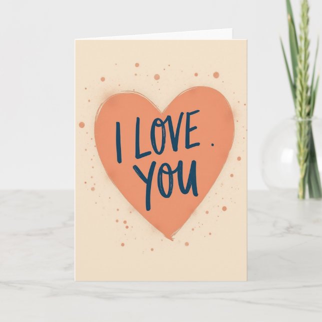 Carte d'amour cœur pêche (Devant)