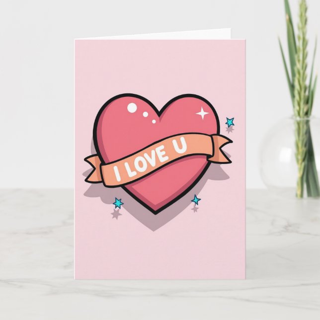 Carte d'amour cœur rose mignon (Devant)