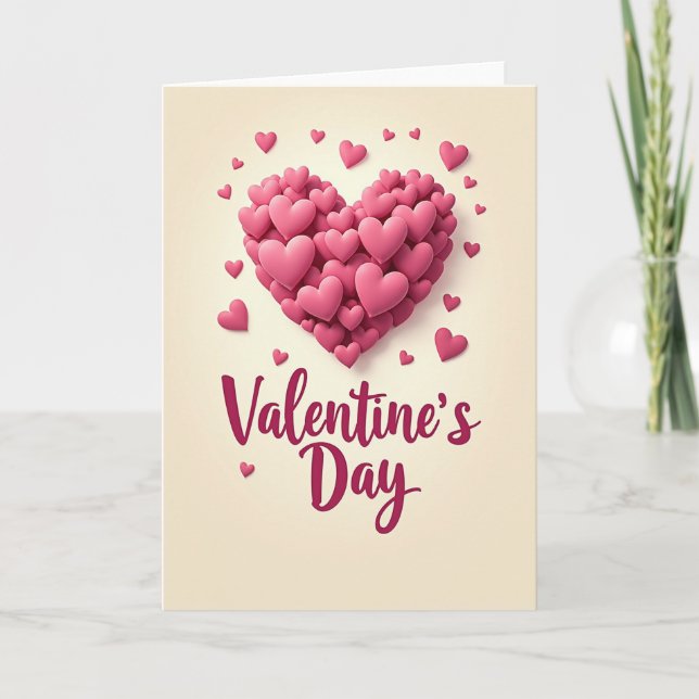 Carte d'amour cœur rose romantique (Devant)