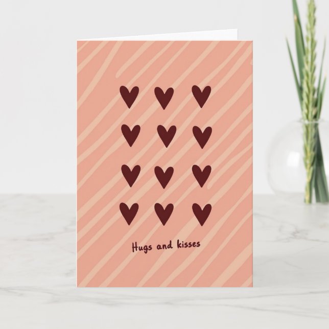 Carte d'amour Cœurs Bisous (Devant)