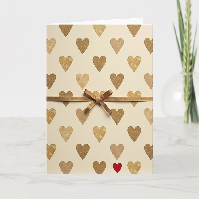 Carte d'amour Cœurs d'Or Rouge (Devant)