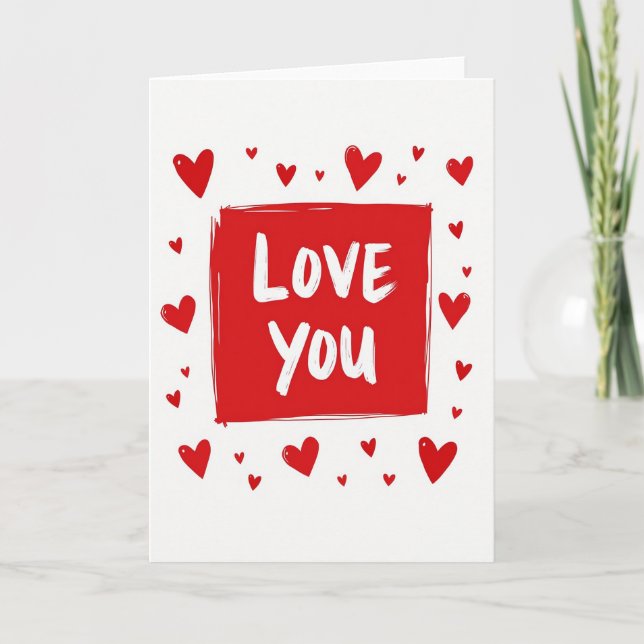 Carte d'amour Cœurs Romantiques (Devant)