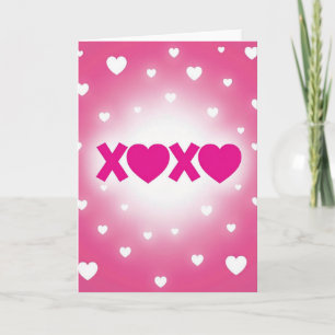 Carte d'amour coeurs roses Xoxo