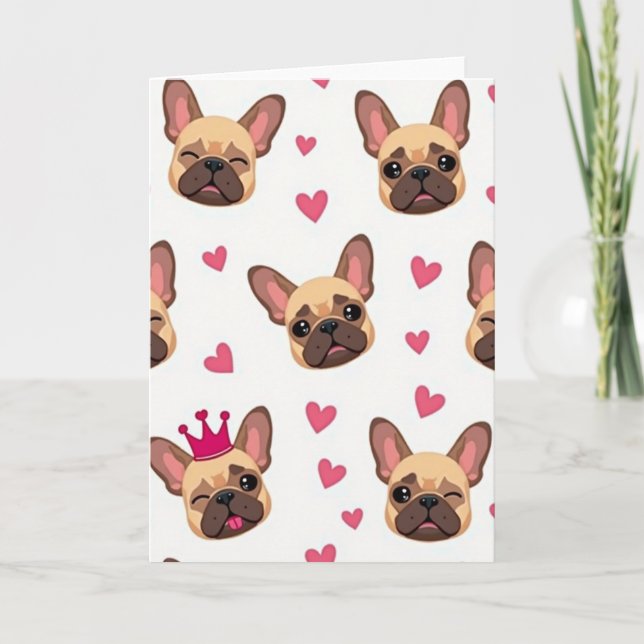 Carte d'amour de Bouledogue Français Mignon (Devant)