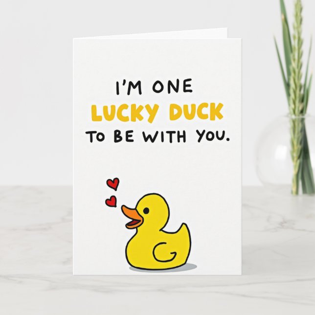 Carte d'amour de canard chanceux mignon (Devant)