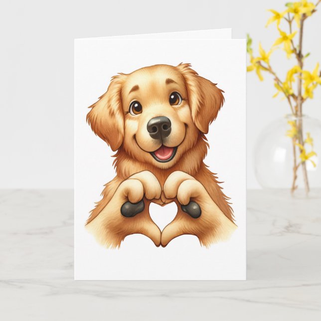 Carte d'amour de canin mignon (Fleur jaune)