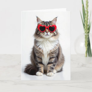 Carte d'amour de chat aux yeux de coeur