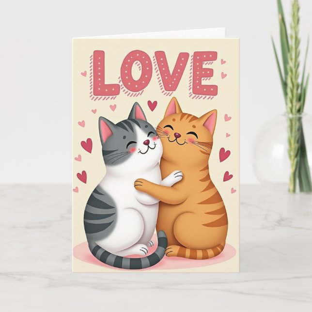 Carte d'amour de chats s'étreignant (Devant)