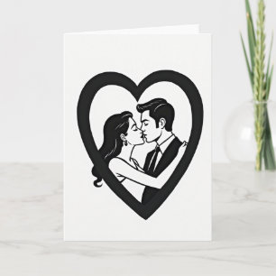 Carte d'amour de couple romantique qui s'embrasse