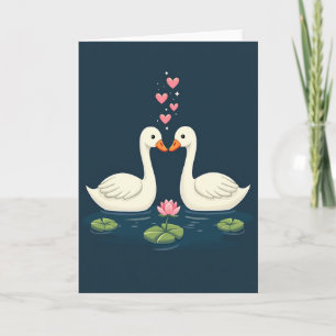 Carte d'amour de cygnes romantiques