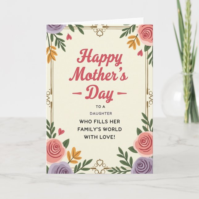 Carte d'amour de famille pour filles rayées (Devant)