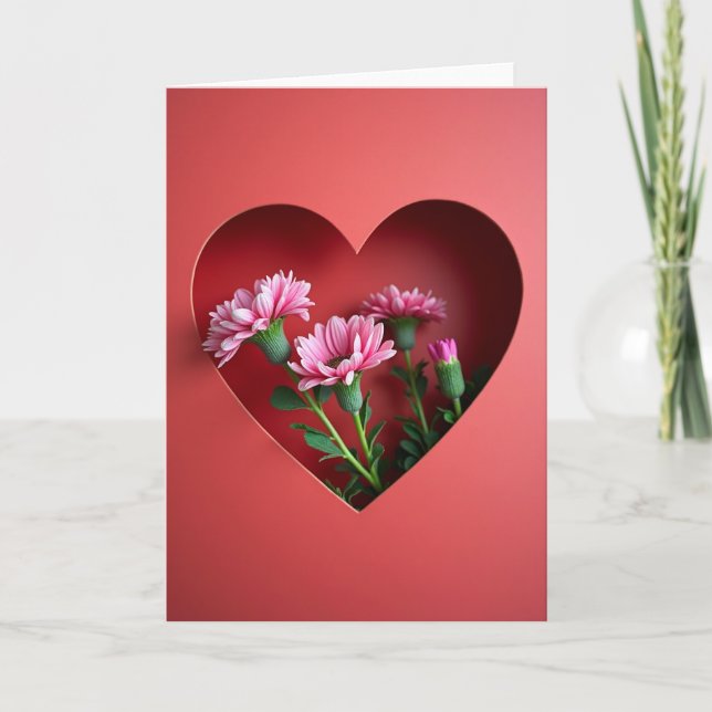 Carte d'amour de fleurs roses sincères (Devant)