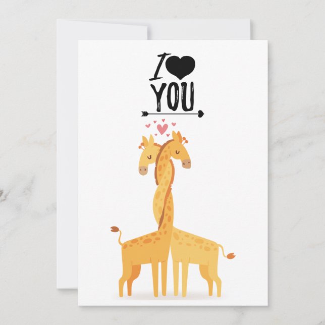 Carte d'amour de girafe mignonne pour la Saint-Val (Devant)