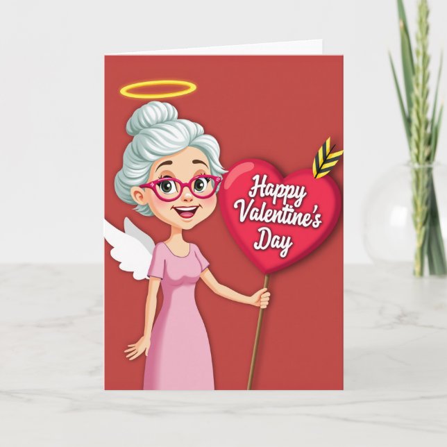 Carte d'amour de la grand-mère Cupidon festive (Devant)