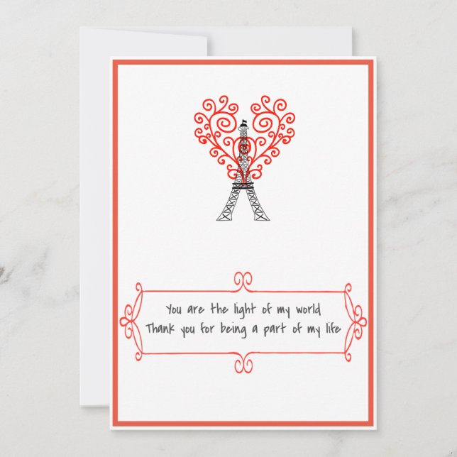 Carte d'amour de la lumière de ma vie (Devant)