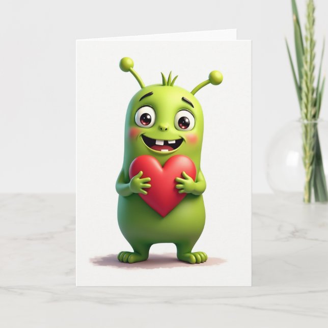 Carte d'amour de l'alien mignon (Devant)
