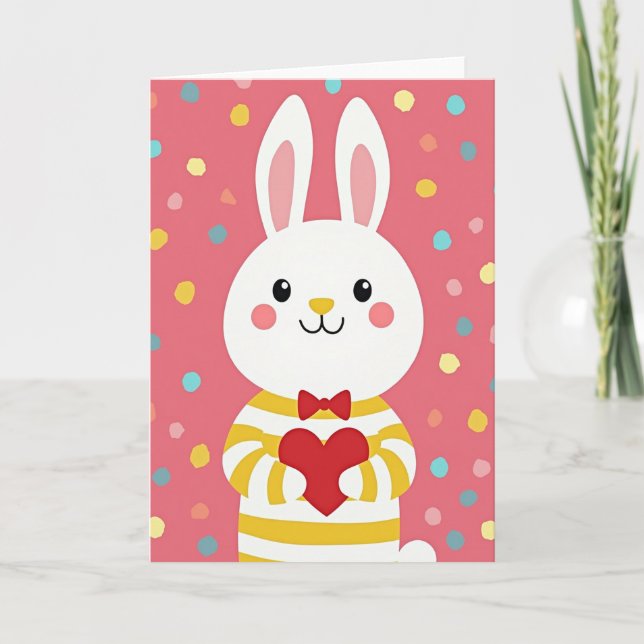 Carte d'amour de Lapin Heureux (Devant)