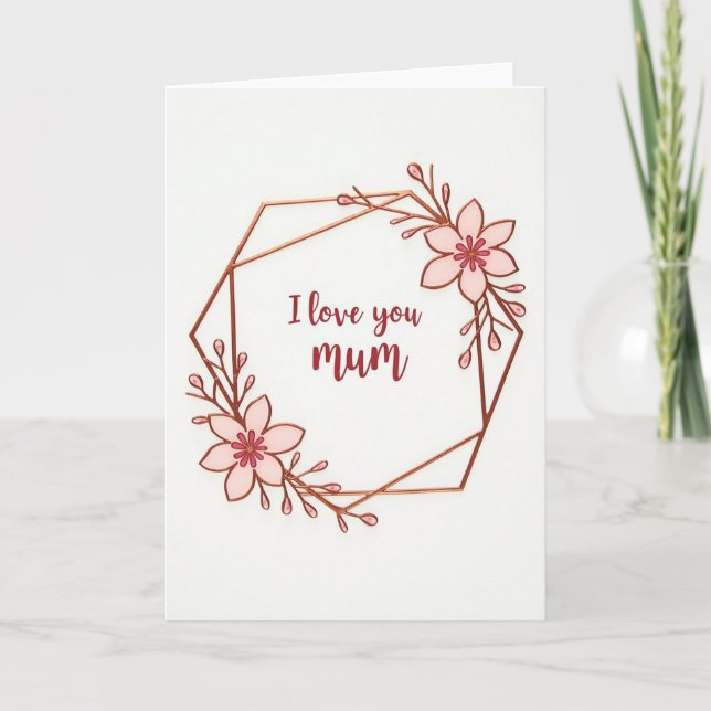 Carte d'amour de maman à hexagone floral (Devant)