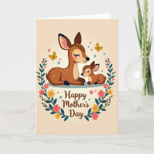 Carte d'amour de maman et bébé cerf