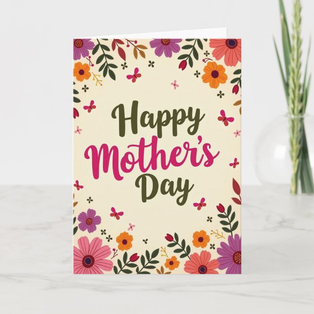 Carte d'amour de maman fleurie (Devant)