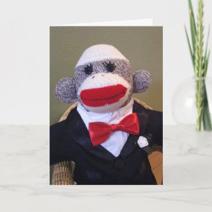 Carte d'amour de mariage de singe en chaussette