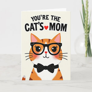 Carte d'amour de mère de chat à lunettes